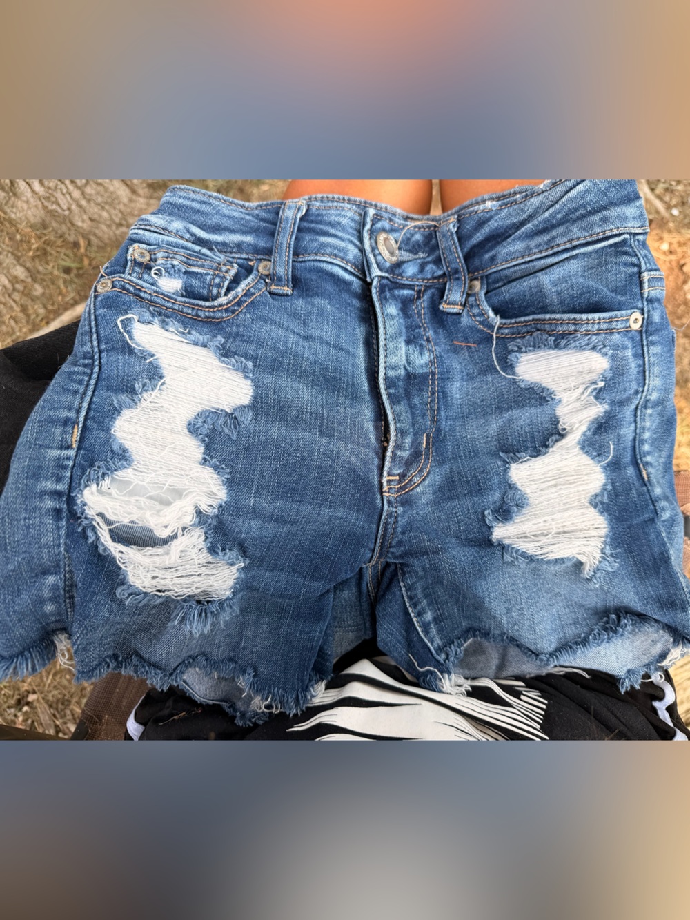 American Eagle Outfitters Distressed Blue Denim Cutoff Shorts